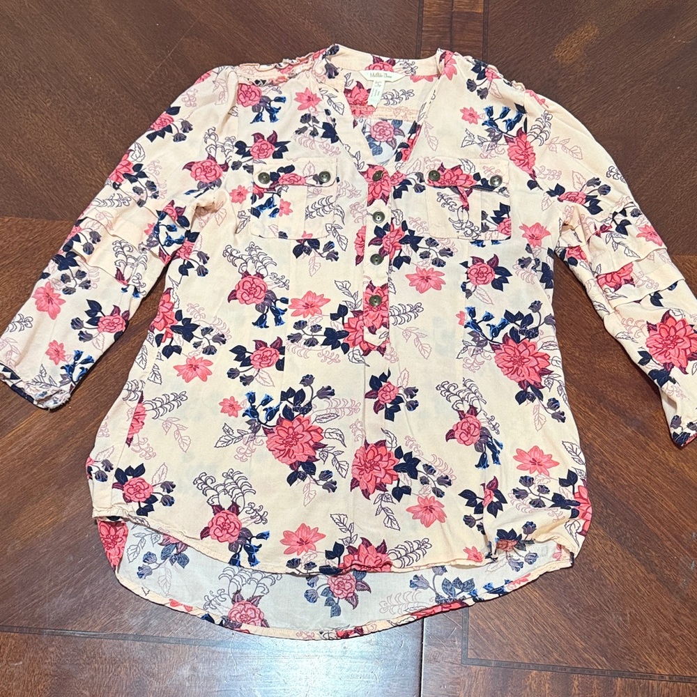 Matilda Jane Floral Blouse in Cream, Pink & Navy